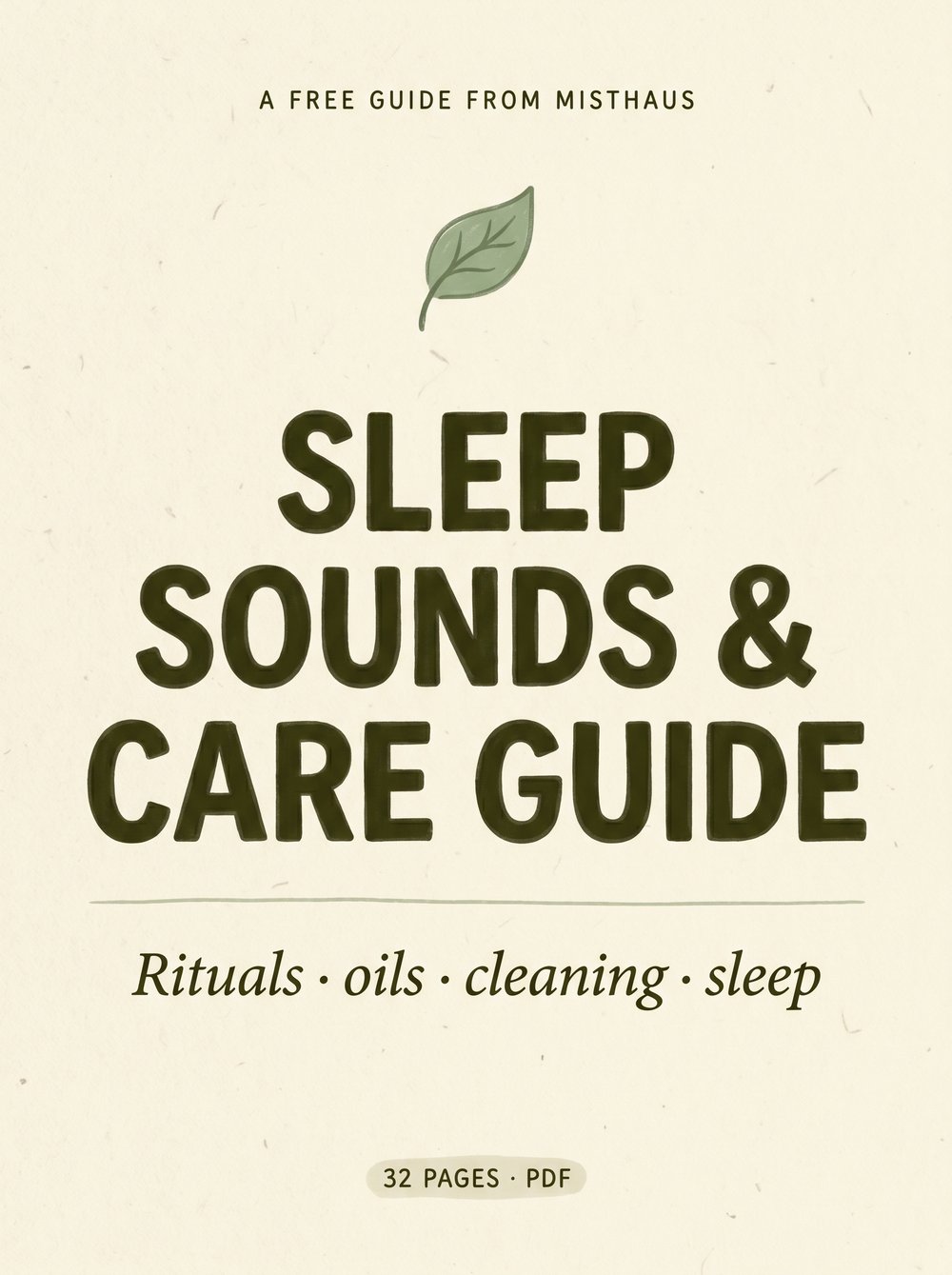 The Misthaus Sleep Sounds & Care Guide PDF — 32-page wellness booklet cover
